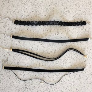 Set of 4 Black Chokers
